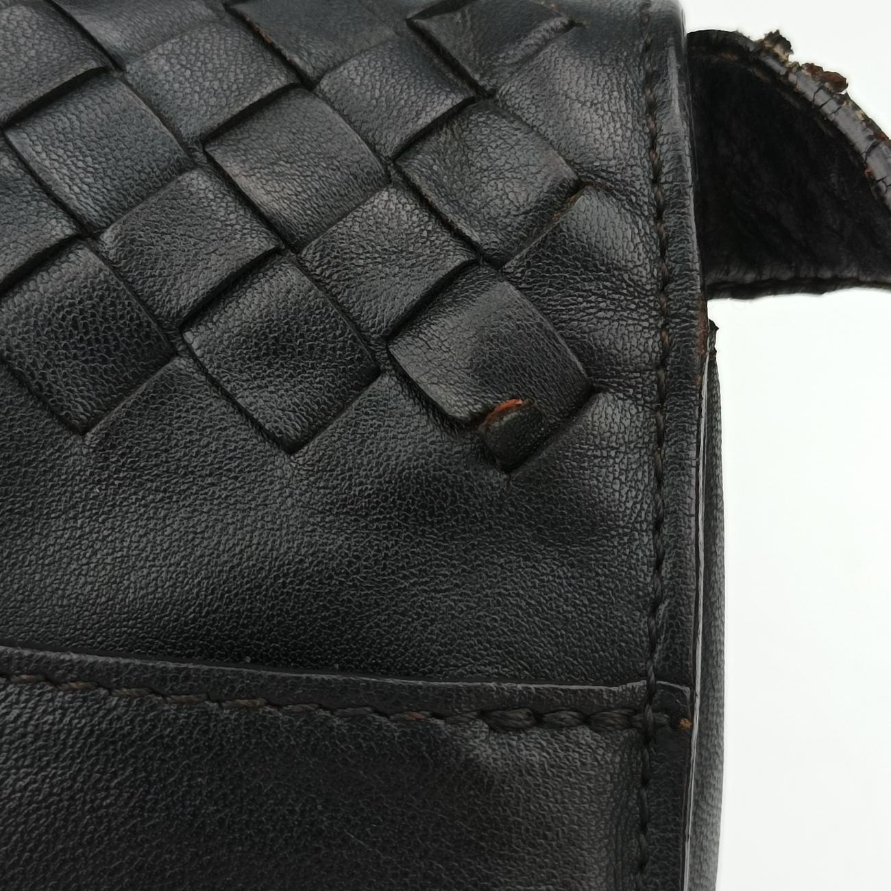 Pre-owned Bottega Veneta Intrecciato Black lambskin  shoulderbag | stylenewstar