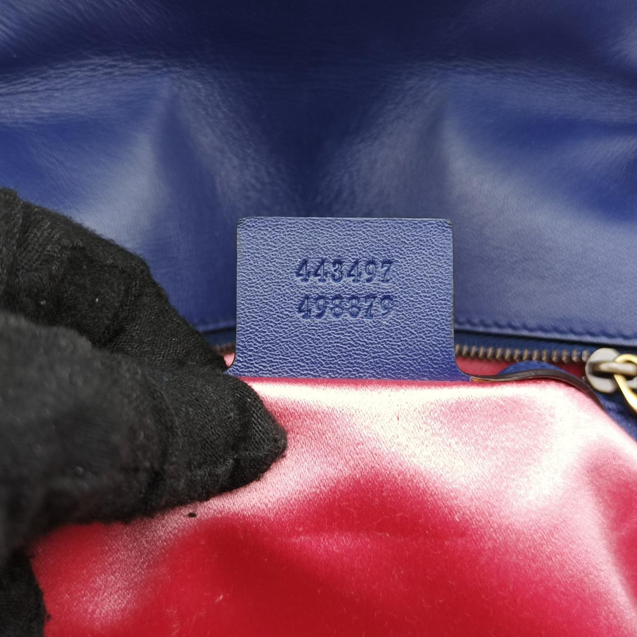 Pre-owned Gucci GG Marmont Navy×Multicolour velour 443497 shoulderbag | stylenewstar