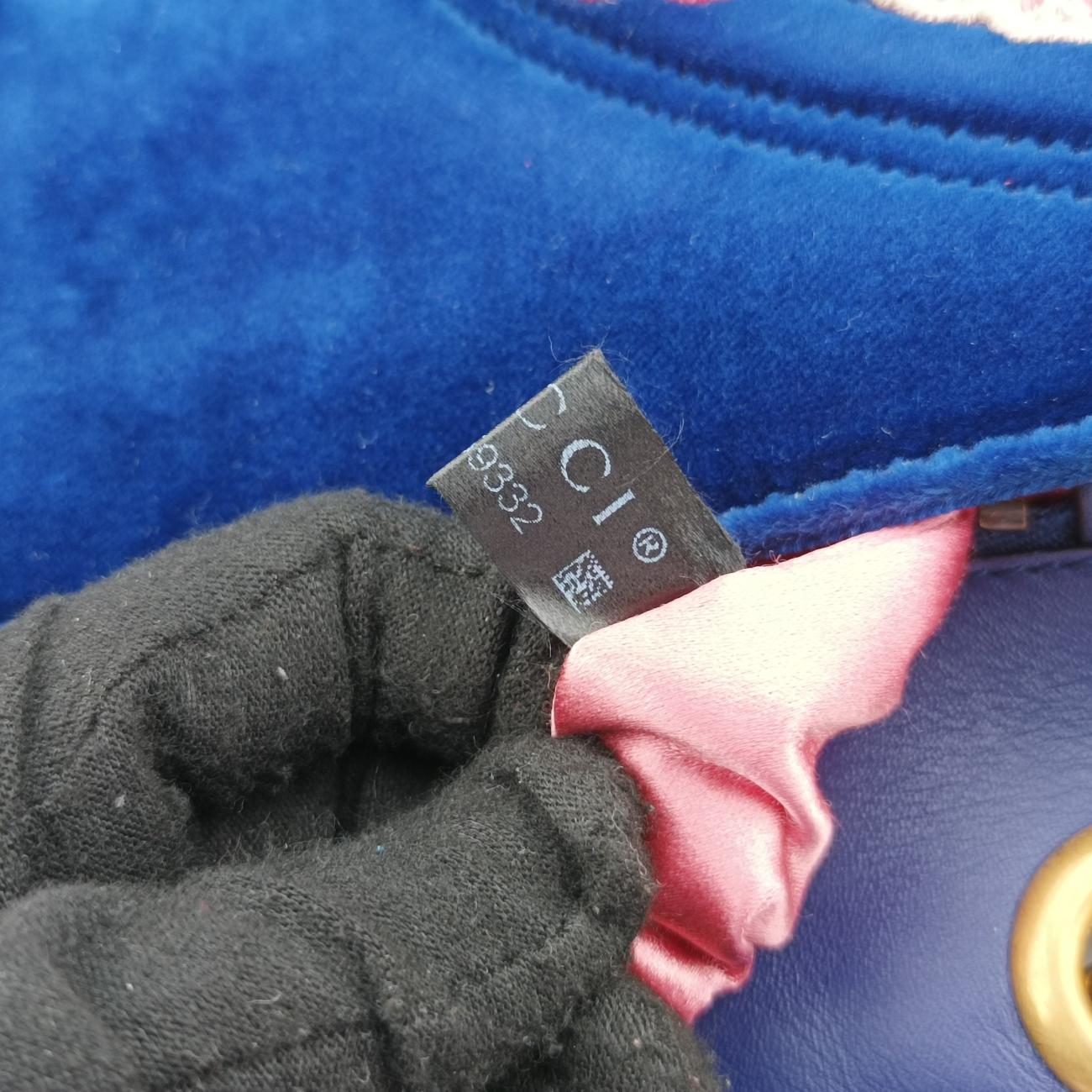 Pre-owned Gucci GG Marmont Navy×Multicolour velour 443497 shoulderbag | stylenewstar