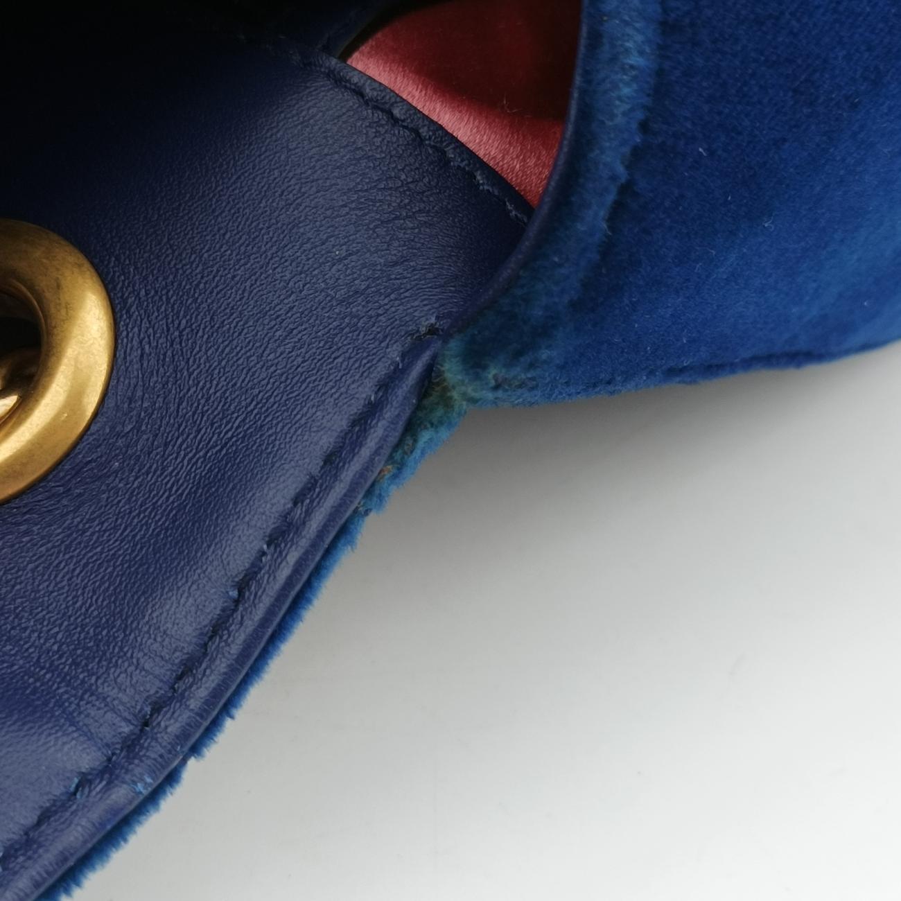 Pre-owned Gucci GG Marmont Navy×Multicolour velour 443497 shoulderbag | stylenewstar