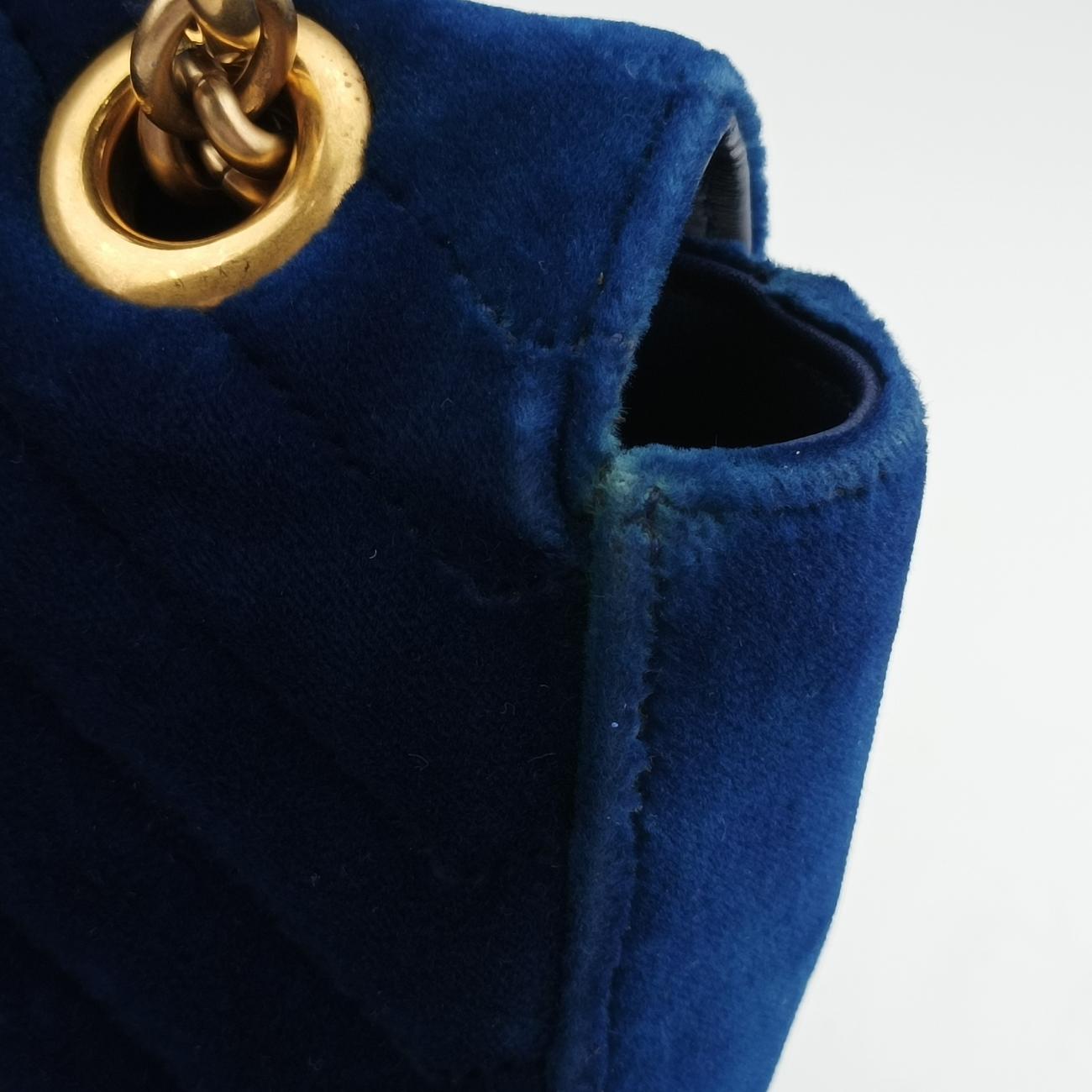 Pre-owned Gucci GG Marmont Navy×Multicolour velour 443497 shoulderbag | stylenewstar