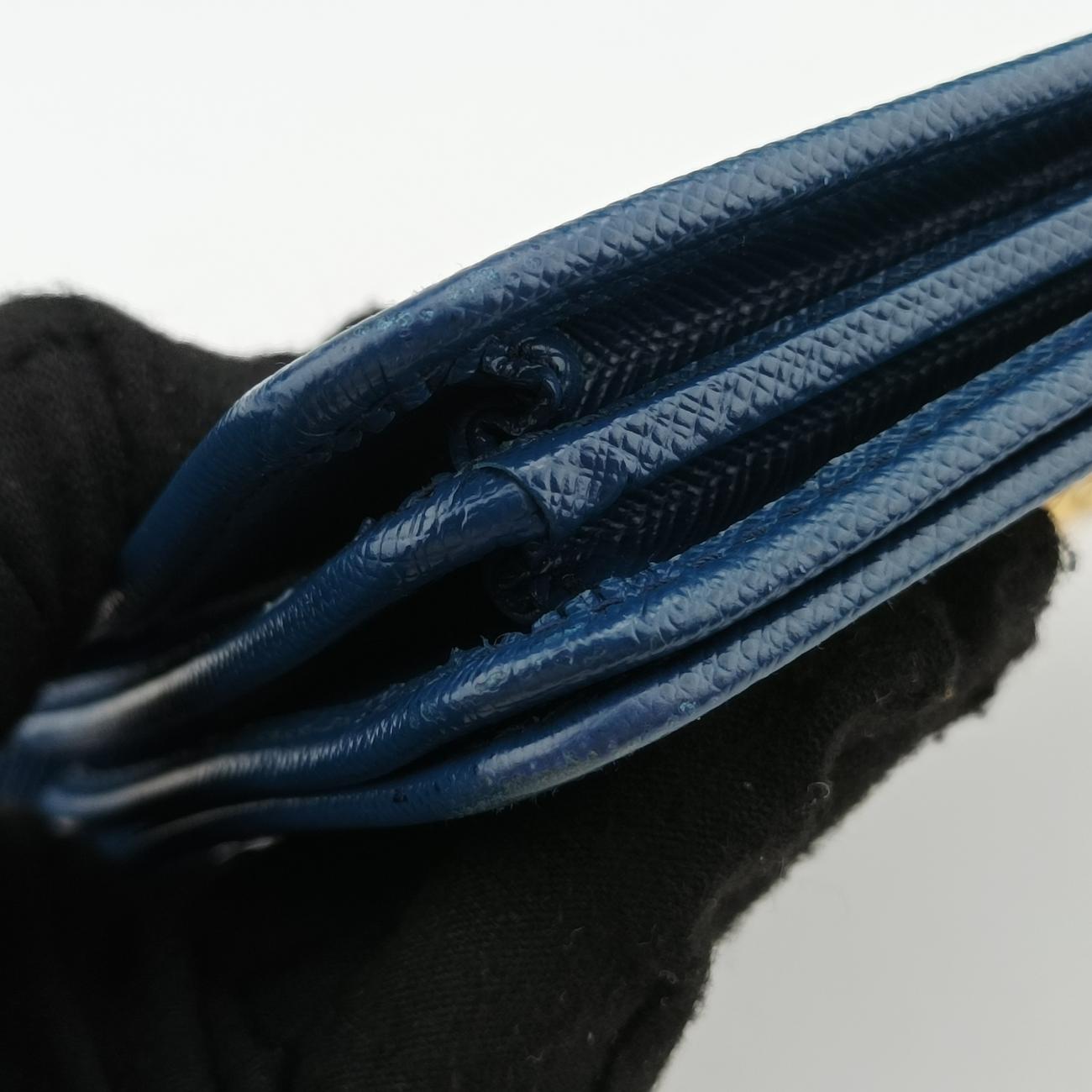 Pre-owned Prada Triangle Logo Blue Saffiano Leather WS23659 shoulderbag | stylenewstar