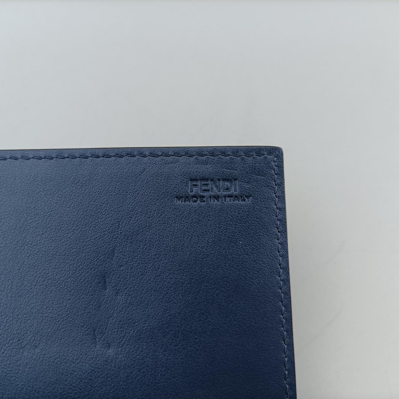 Pre-owned Fendi Monster Eyes Continental Blue Leather 8M0365 handbag | stylenewstar