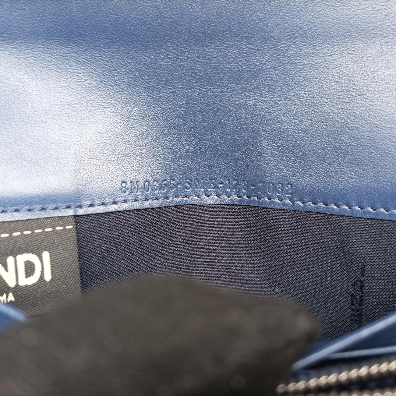 Pre-owned Fendi Monster Eyes Continental Blue Leather 8M0365 handbag | stylenewstar