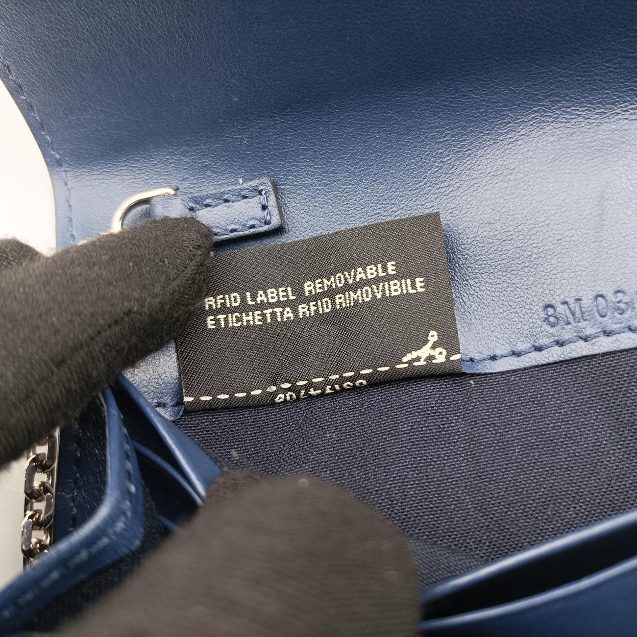 Pre-owned Fendi Monster Eyes Continental Blue Leather 8M0365 handbag | stylenewstar