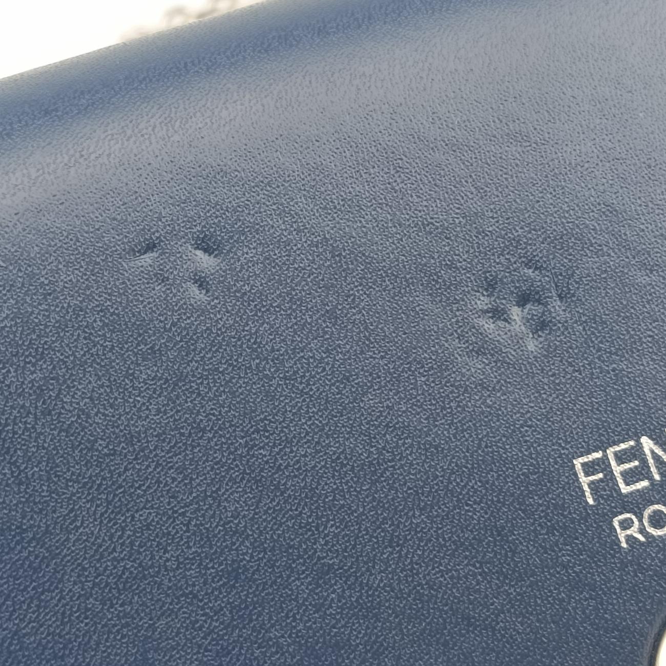 Pre-owned Fendi Monster Eyes Continental Blue Leather 8M0365 handbag | stylenewstar