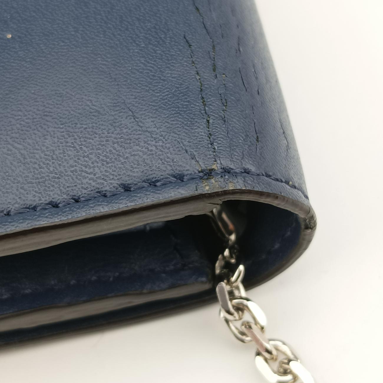 Pre-owned Fendi Monster Eyes Continental Blue Leather 8M0365 handbag | stylenewstar