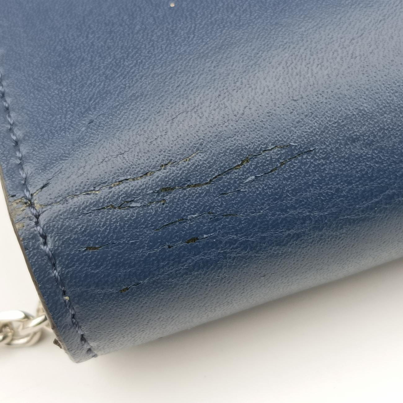 Pre-owned Fendi Monster Eyes Continental Blue Leather 8M0365 handbag | stylenewstar