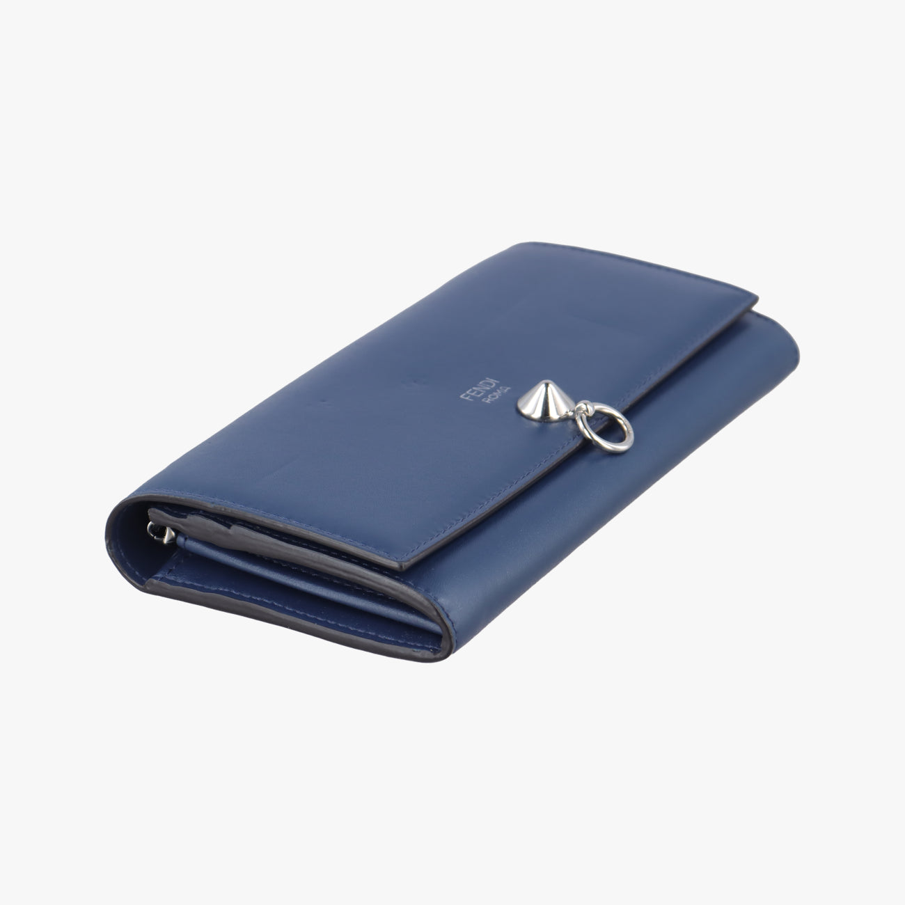 Pre-owned Fendi Monster Eyes Continental Blue Leather 8M0365 handbag | stylenewstar