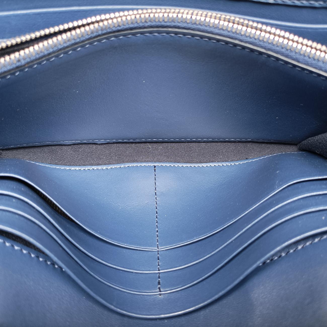 Pre-owned Fendi Monster Eyes Continental Blue Leather 8M0365 handbag | stylenewstar