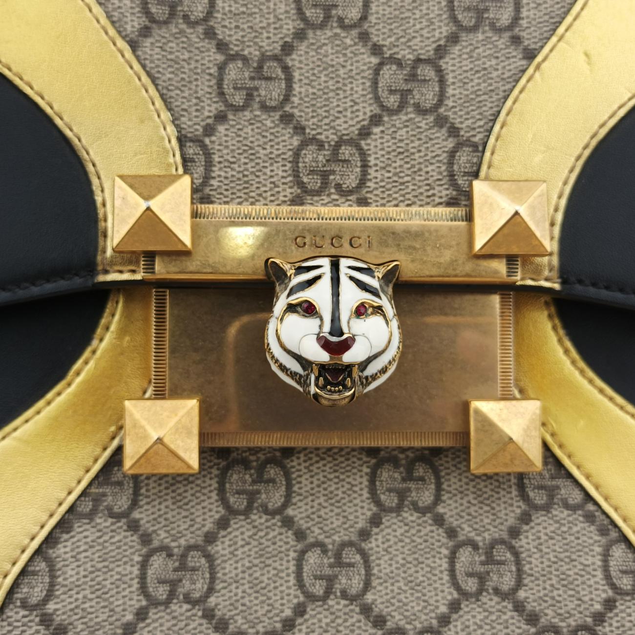 Vintage Gucci Osiride GG Supreme beige×black×Multicolour Leather × Canvas 497996 shoulderbag | stylenewstar