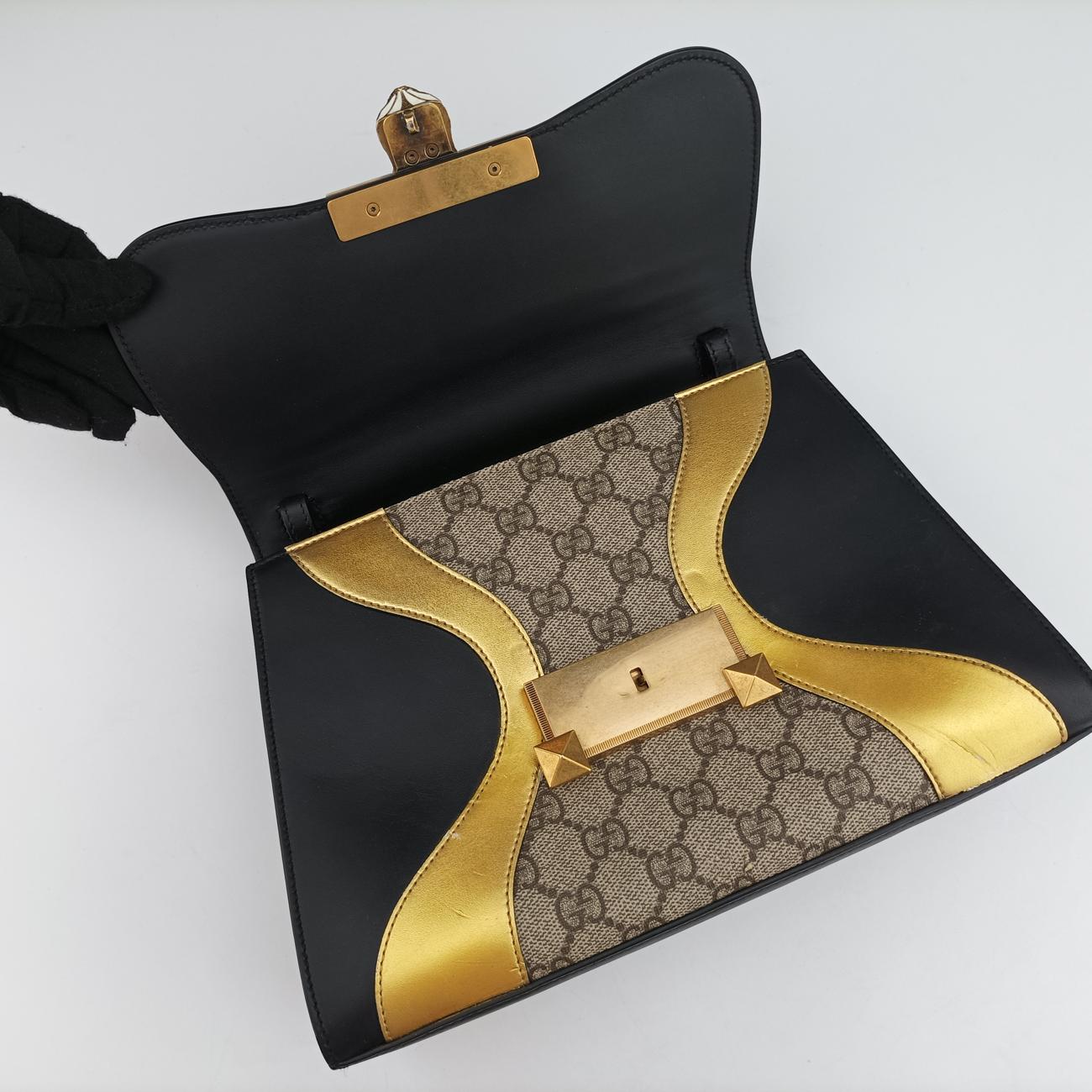 Vintage Gucci Osiride GG Supreme beige×black×Multicolour Leather × Canvas 497996 shoulderbag | stylenewstar