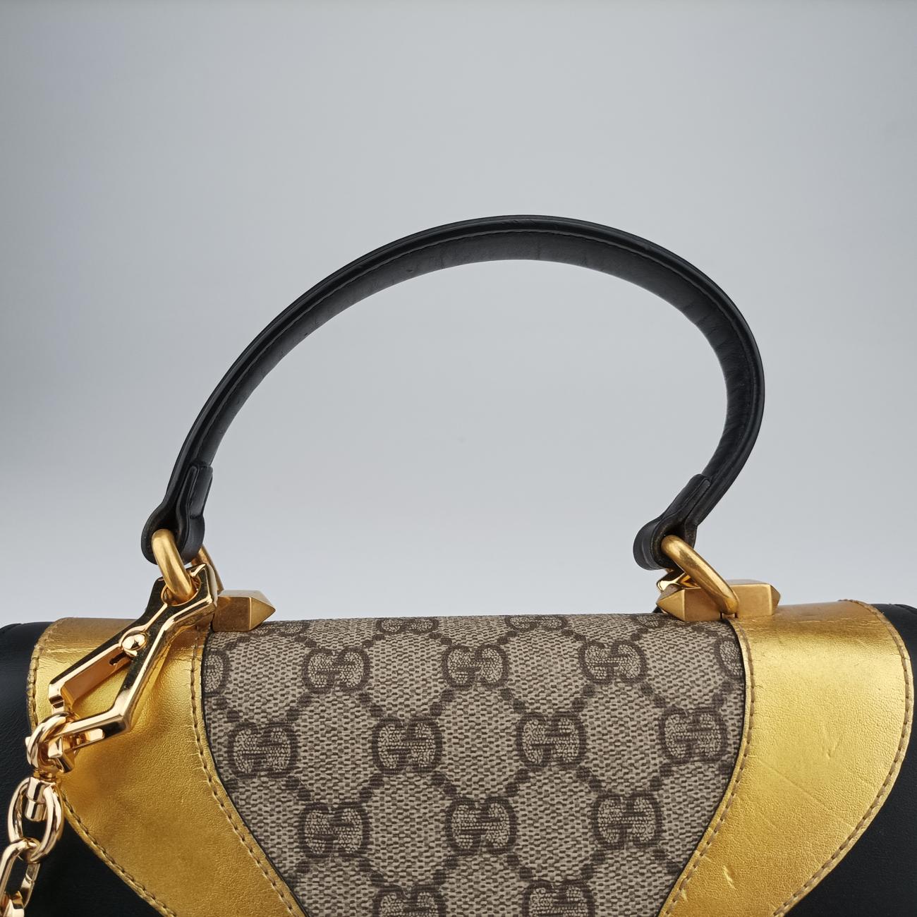 Vintage Gucci Osiride GG Supreme beige×black×Multicolour Leather × Canvas 497996 shoulderbag | stylenewstar