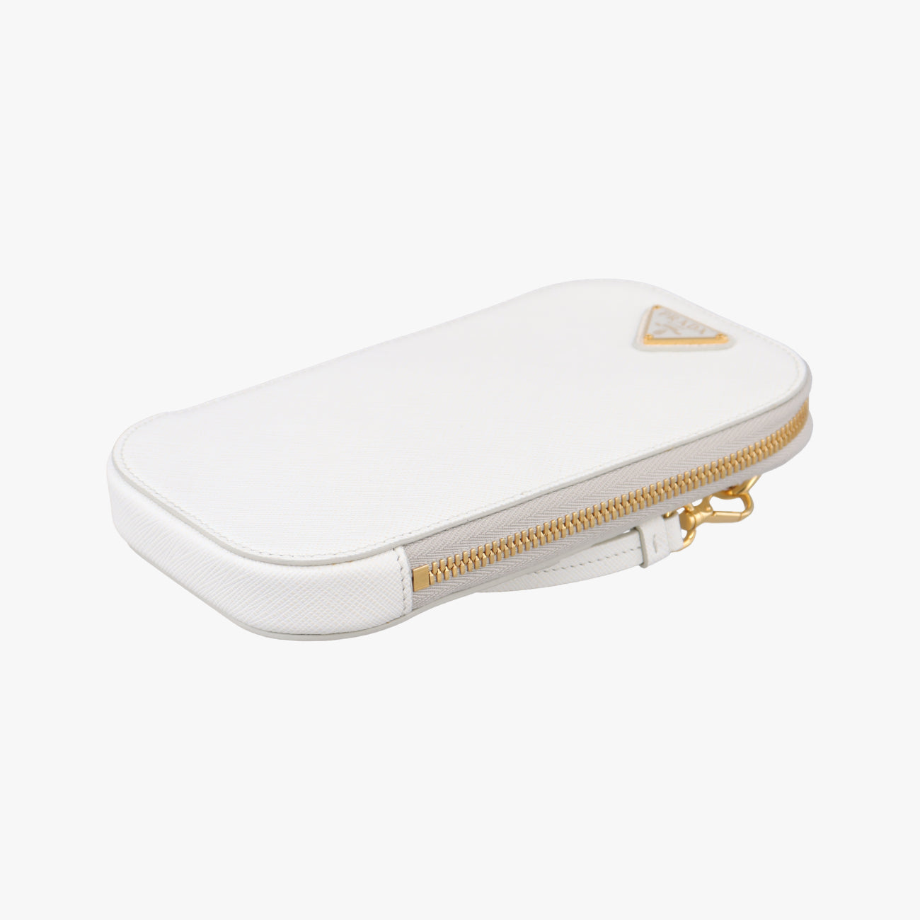 Pre-owned Prada Triangle logo White Saffiano Leather 1DH030 shoulderbag | stylenewstar