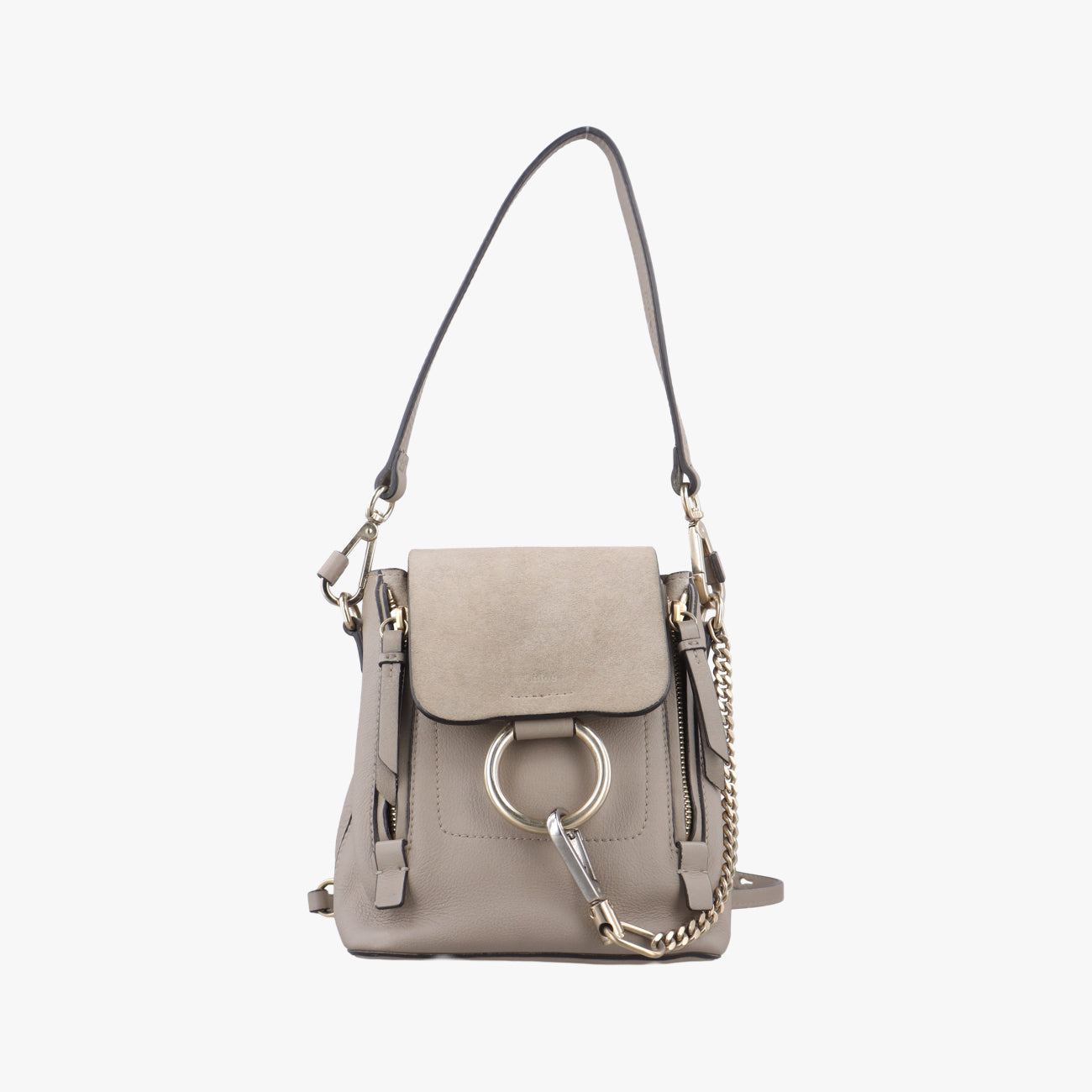 Pre-owned Chloe FAYE mini Grey Suede × leather  backpack/rucksack | stylenewstar