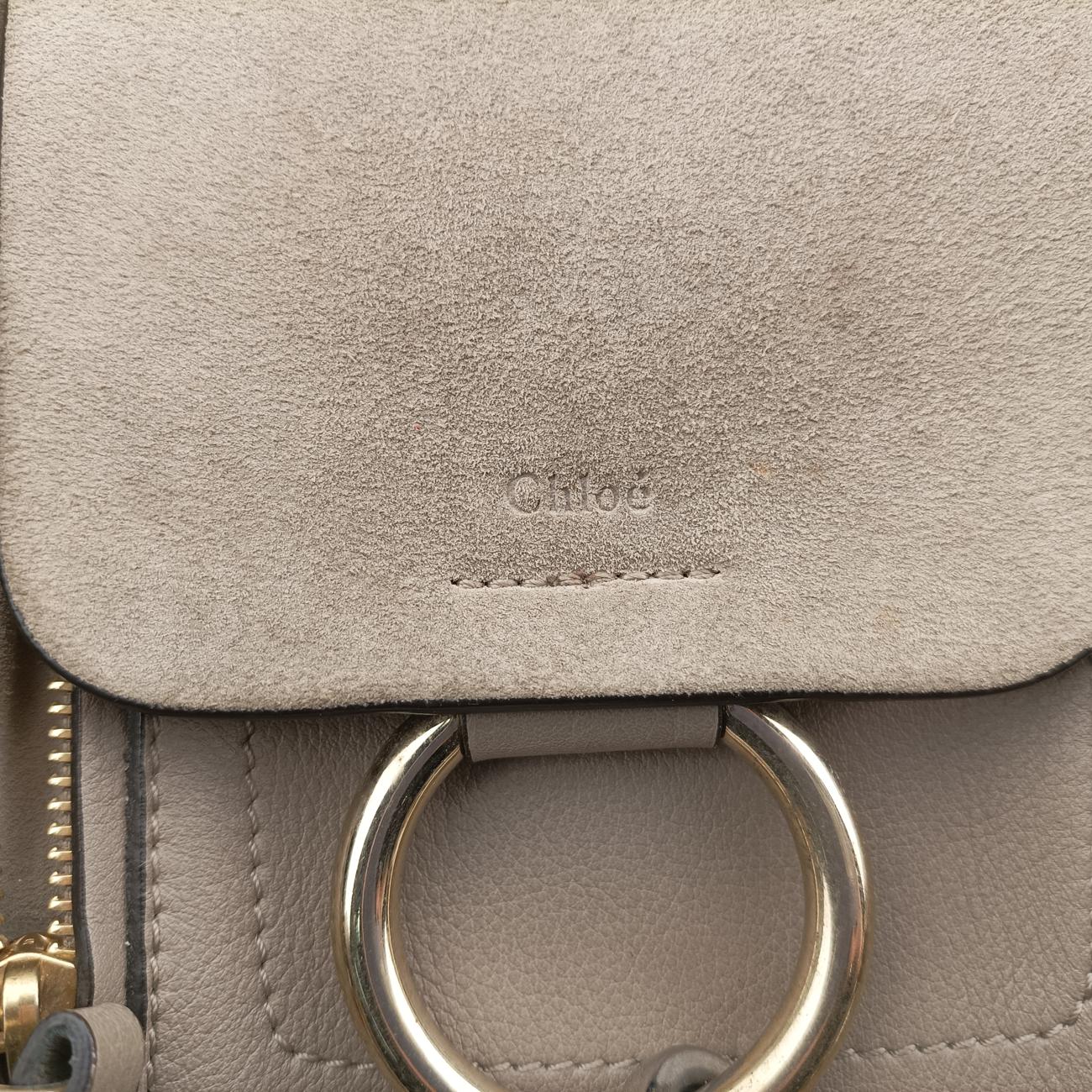 Pre-owned Chloe FAYE mini Grey Suede × leather  backpack/rucksack | stylenewstar