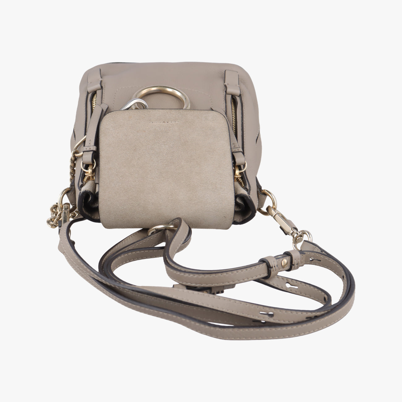 Pre-owned Chloe FAYE mini Grey Suede × leather  backpack/rucksack | stylenewstar