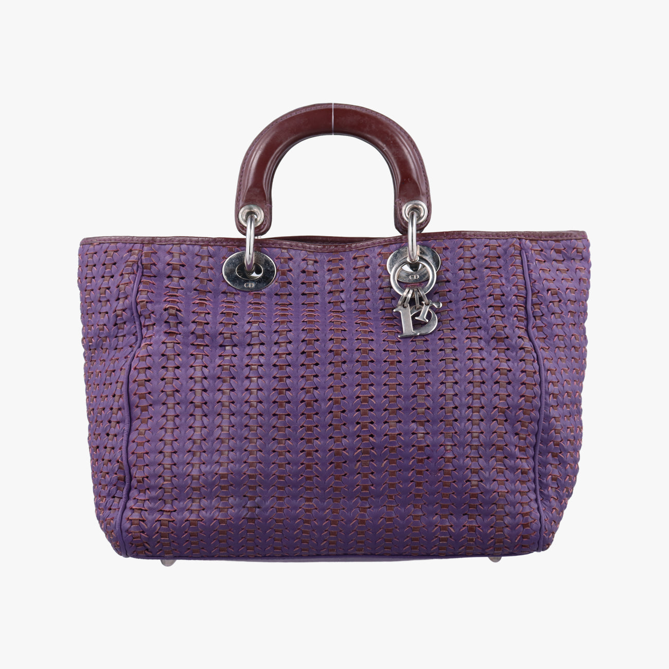 Secondhand Christian Dior Braided Lady Dior Purple x Bordeaux lambskin  handbag | stylenewstar
