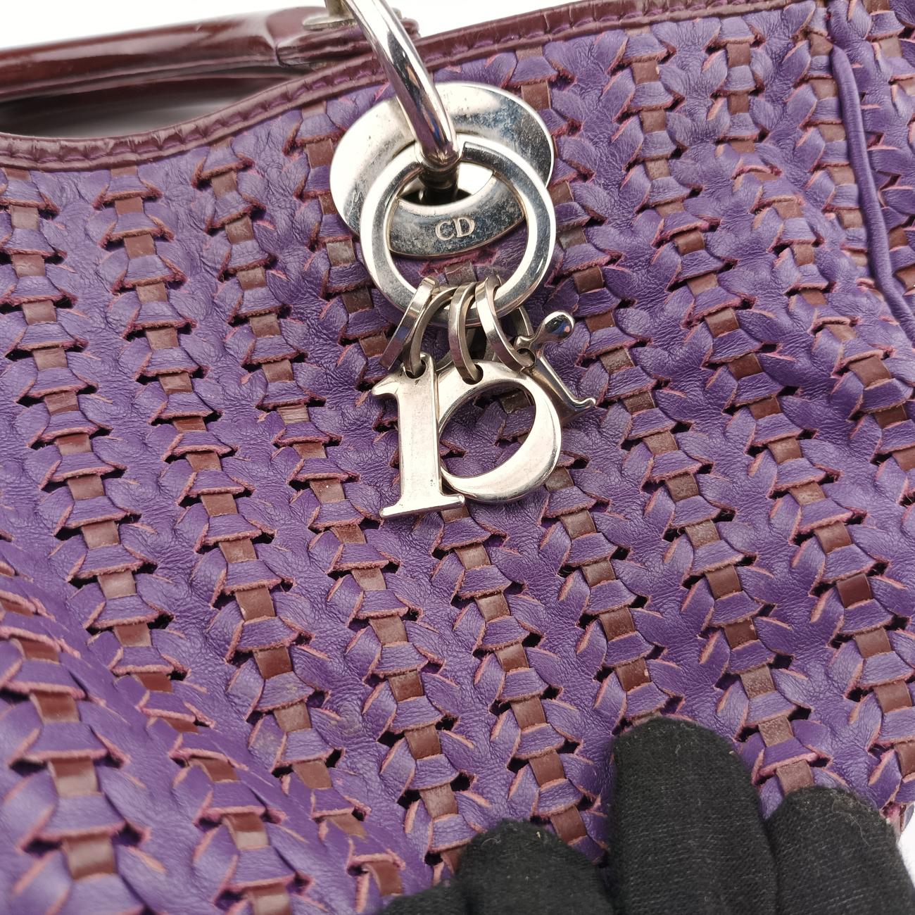 Secondhand Christian Dior Braided Lady Dior Purple x Bordeaux lambskin  handbag | stylenewstar