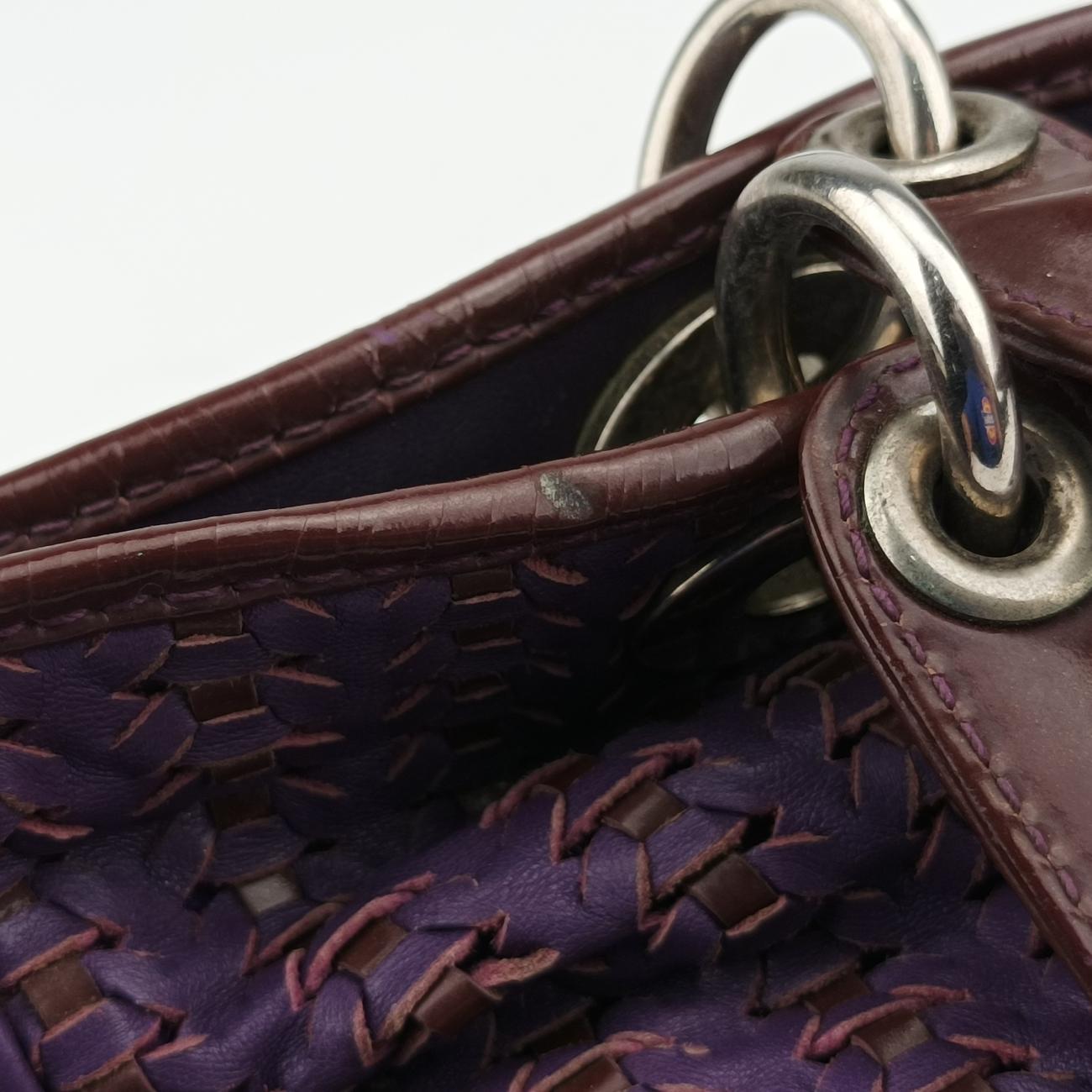 Secondhand Christian Dior Braided Lady Dior Purple x Bordeaux lambskin  handbag | stylenewstar