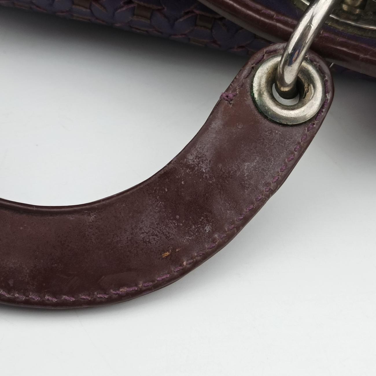 Secondhand Christian Dior Braided Lady Dior Purple x Bordeaux lambskin  handbag | stylenewstar