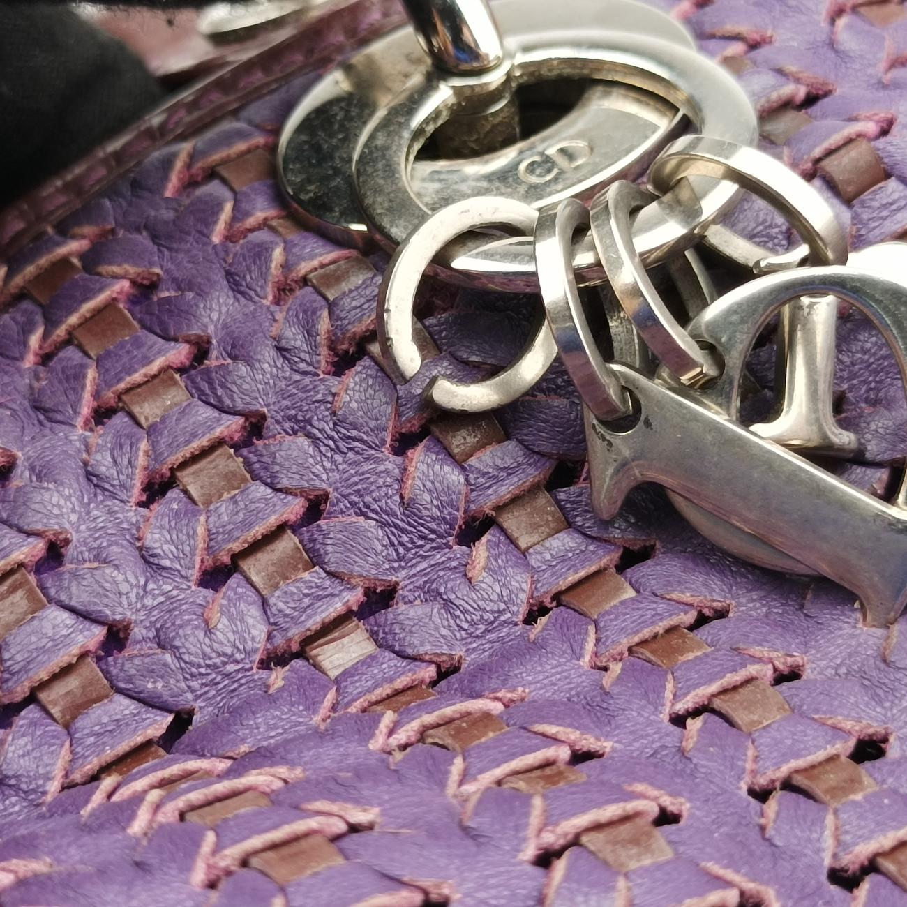 Secondhand Christian Dior Braided Lady Dior Purple x Bordeaux lambskin  handbag | stylenewstar