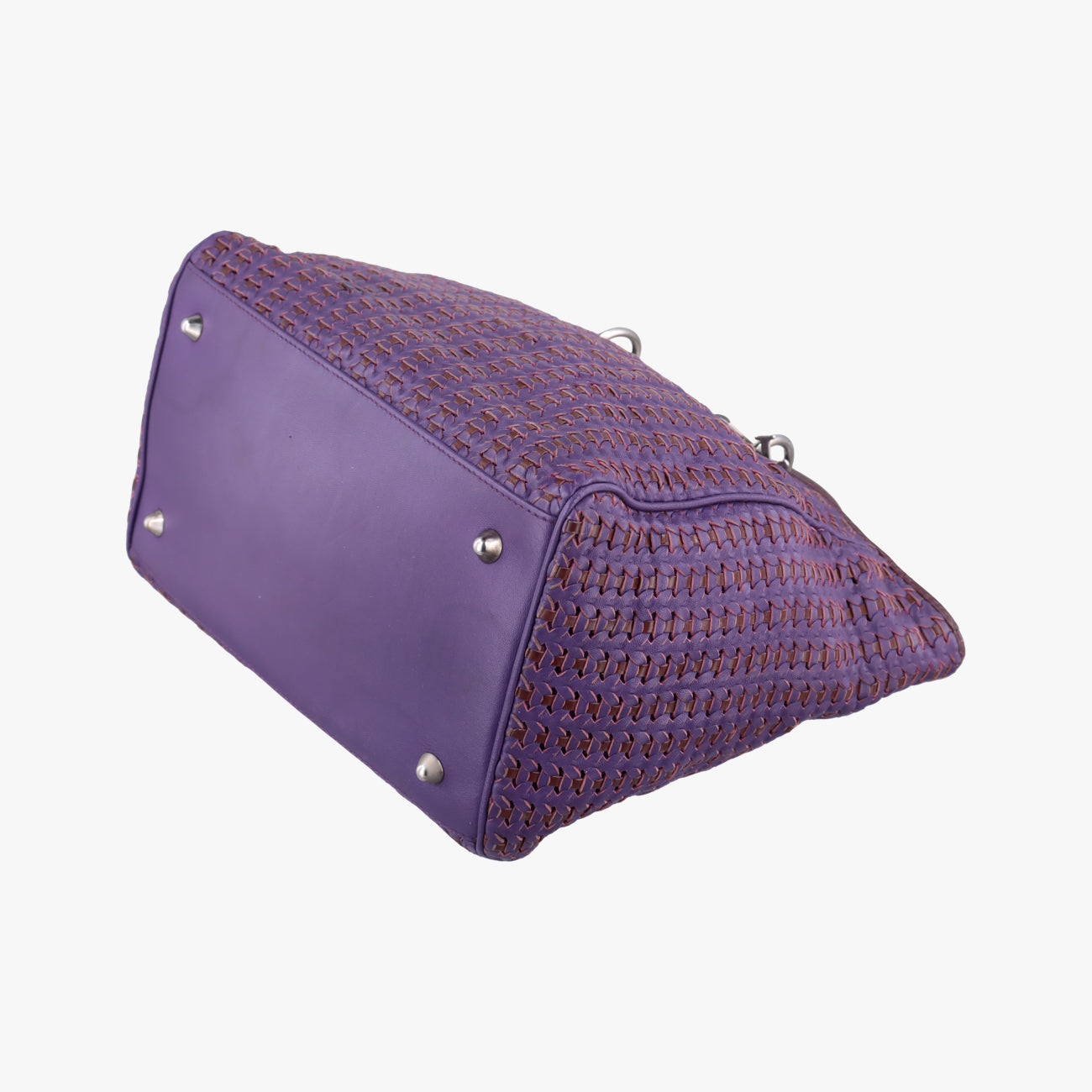Secondhand Christian Dior Braided Lady Dior Purple x Bordeaux lambskin  handbag | stylenewstar
