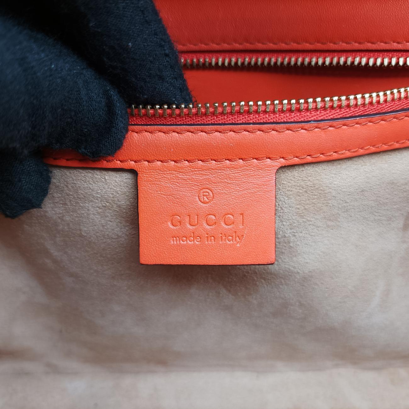 Secondhand Gucci Sylvie Orange x Red x Navy Leather 421882 shoulderbag | stylenewstar