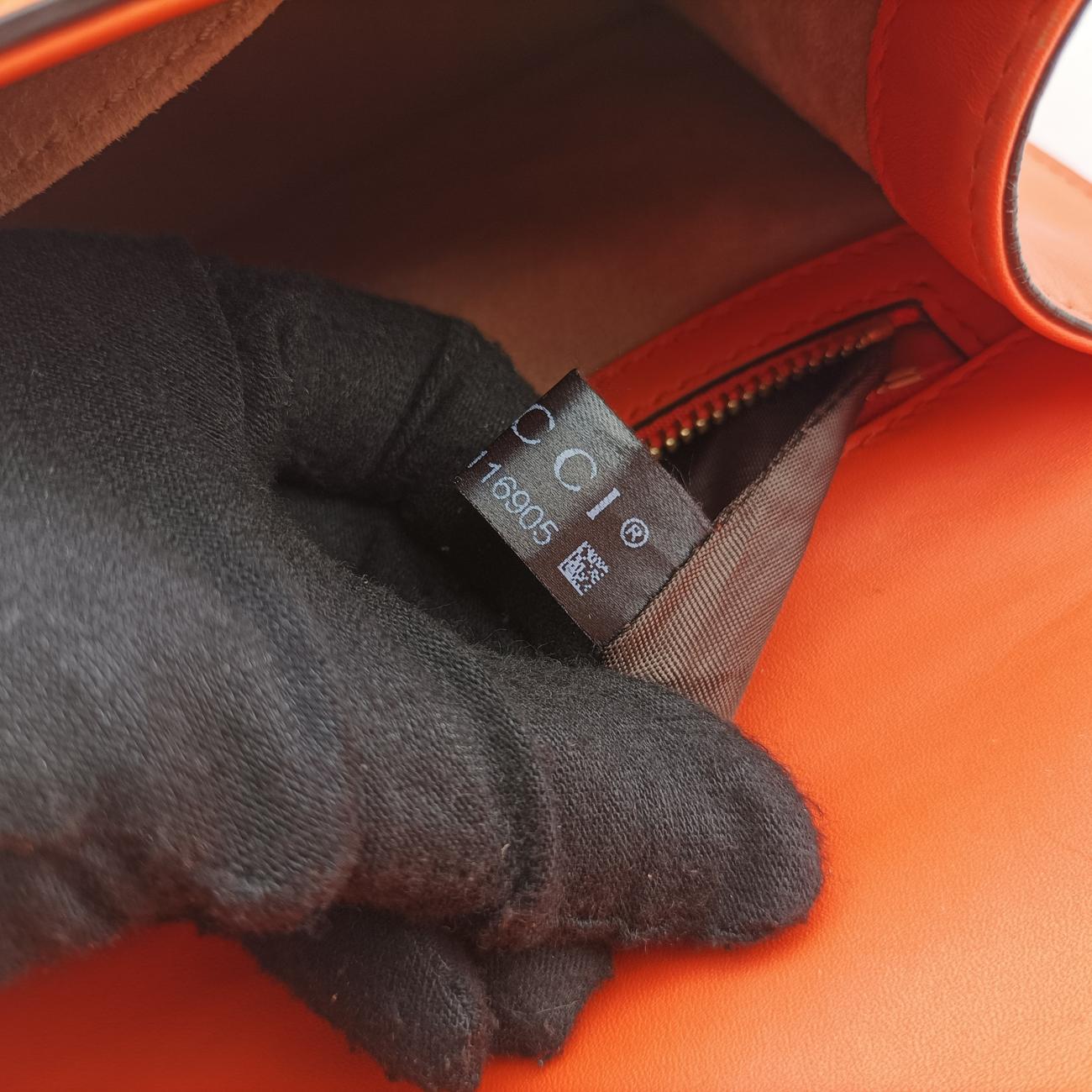 Secondhand Gucci Sylvie Orange x Red x Navy Leather 421882 shoulderbag | stylenewstar