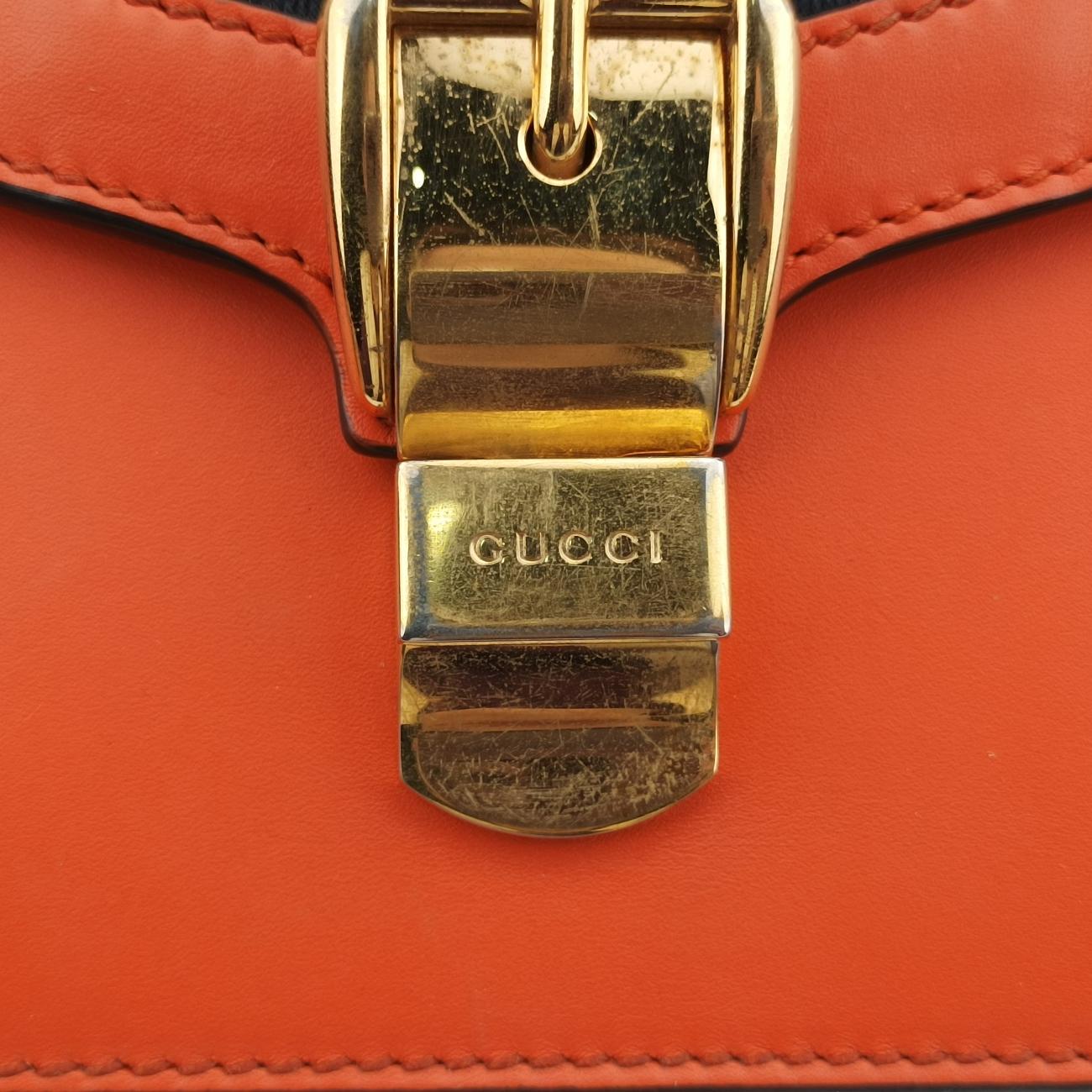 Secondhand Gucci Sylvie Orange x Red x Navy Leather 421882 shoulderbag | stylenewstar