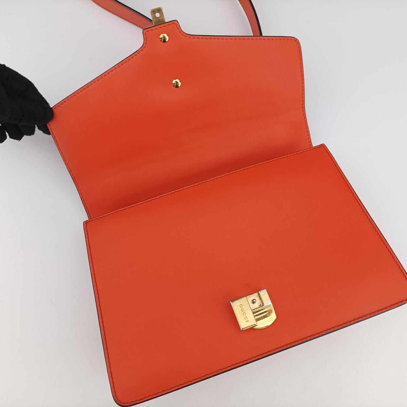 Secondhand Gucci Sylvie Orange x Red x Navy Leather 421882 shoulderbag | stylenewstar