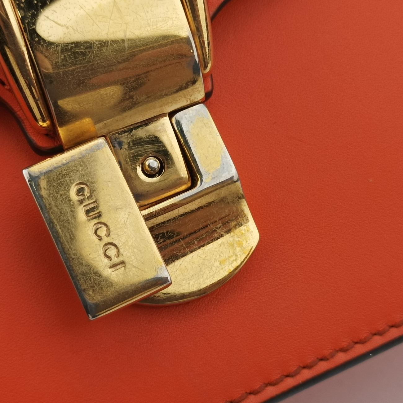 Secondhand Gucci Sylvie Orange x Red x Navy Leather 421882 shoulderbag | stylenewstar