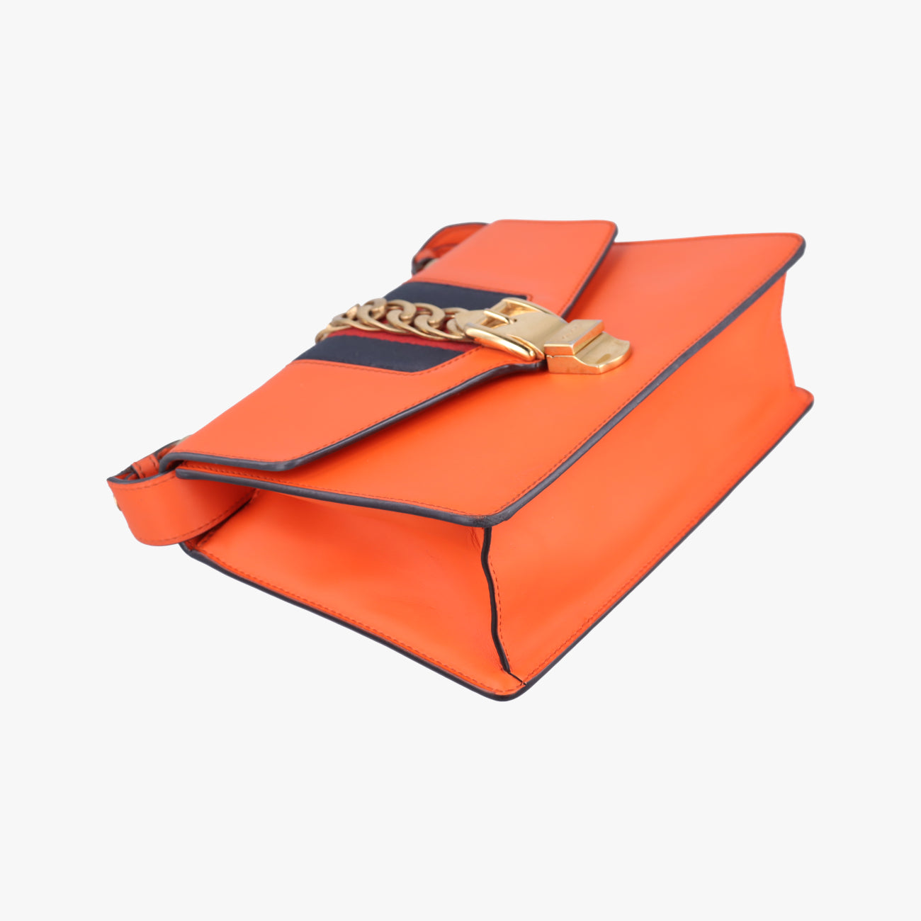 Secondhand Gucci Sylvie Orange x Red x Navy Leather 421882 shoulderbag | stylenewstar