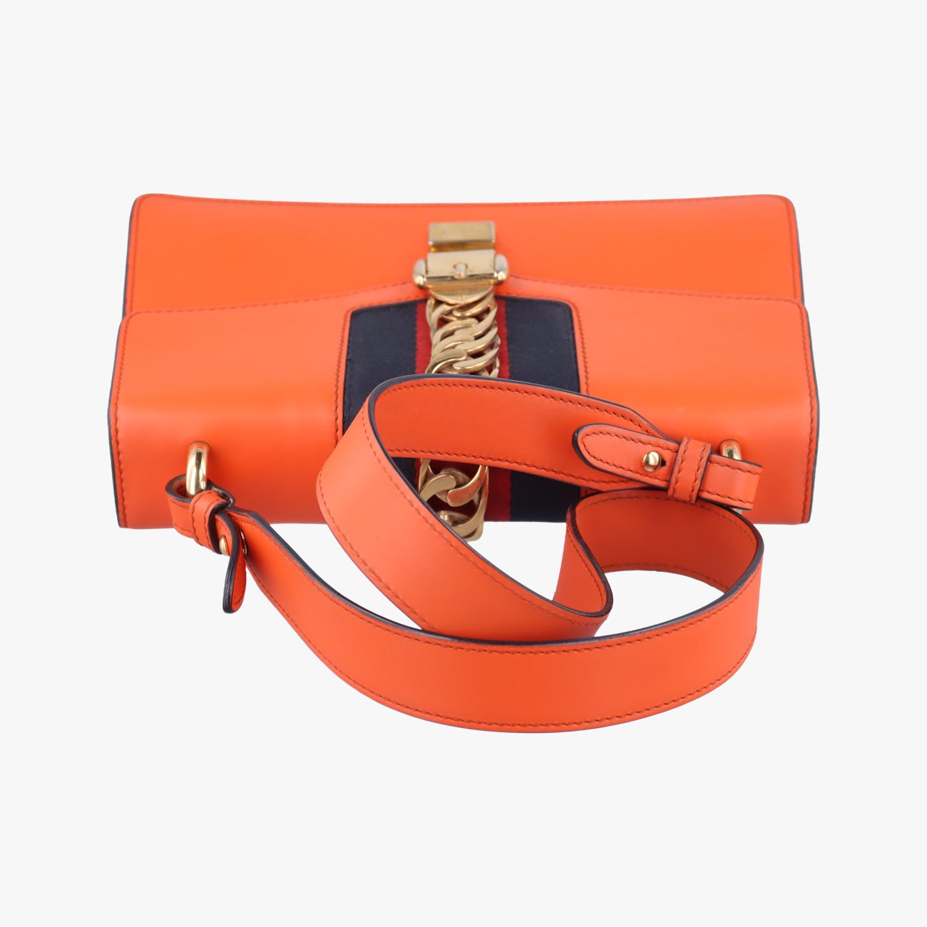 Secondhand Gucci Sylvie Orange x Red x Navy Leather 421882 shoulderbag | stylenewstar
