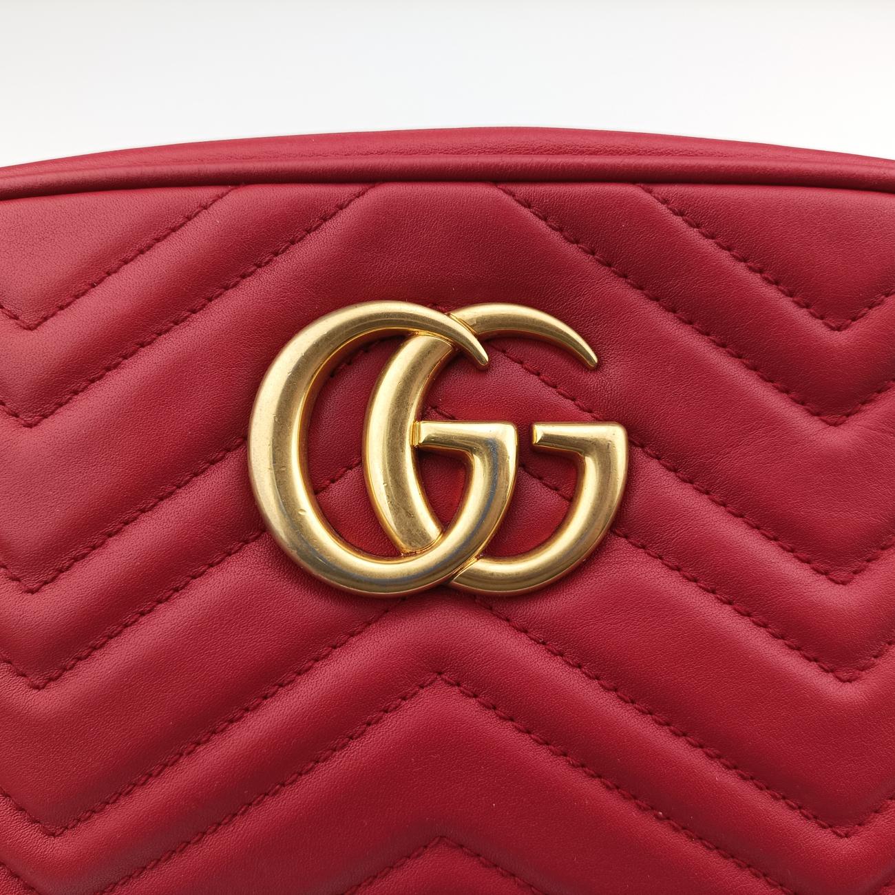 Pre-owned Gucci GG Marmont Red Leather 447632 shoulderbag | stylenewstar