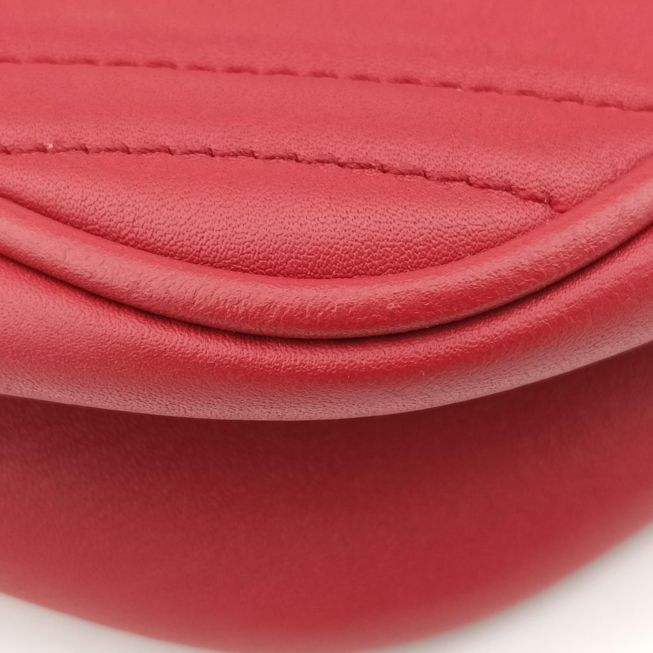 Pre-owned Gucci GG Marmont Red Leather 447632 shoulderbag | stylenewstar