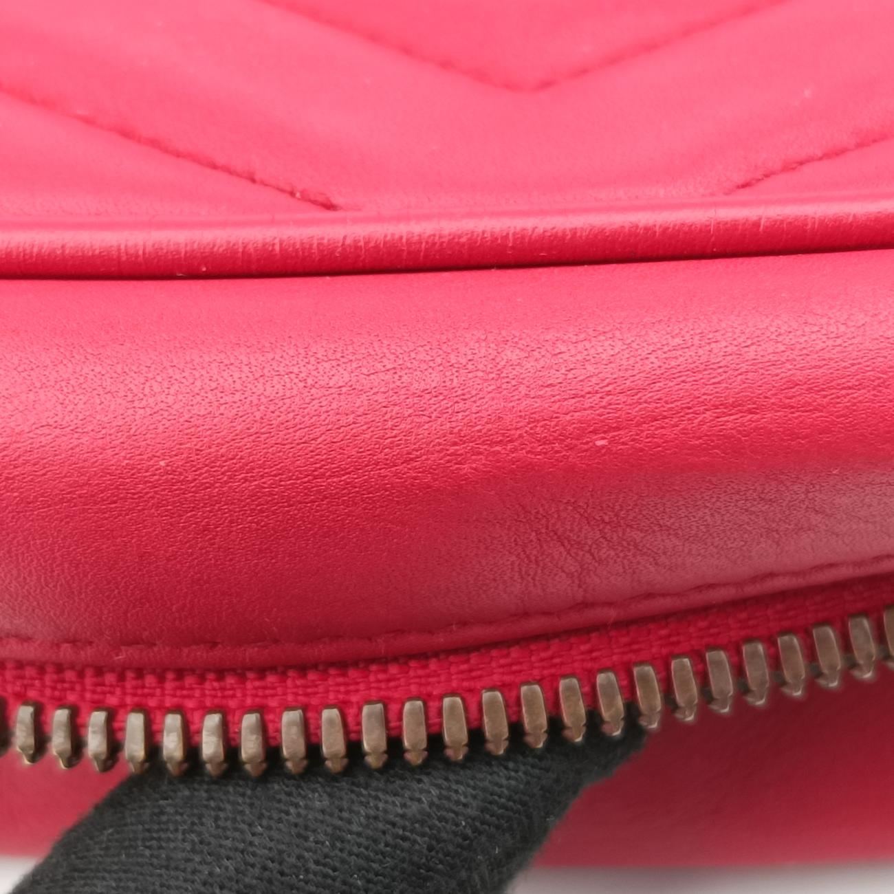 Pre-owned Gucci GG Marmont Red Leather 447632 shoulderbag | stylenewstar