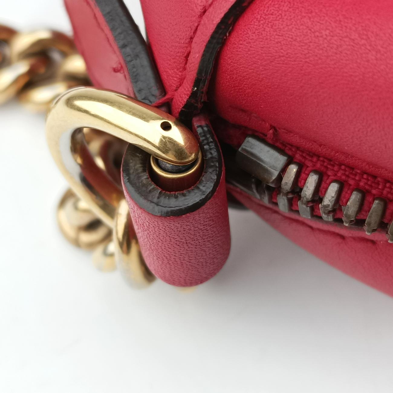 Pre-owned Gucci GG Marmont Red Leather 447632 shoulderbag | stylenewstar