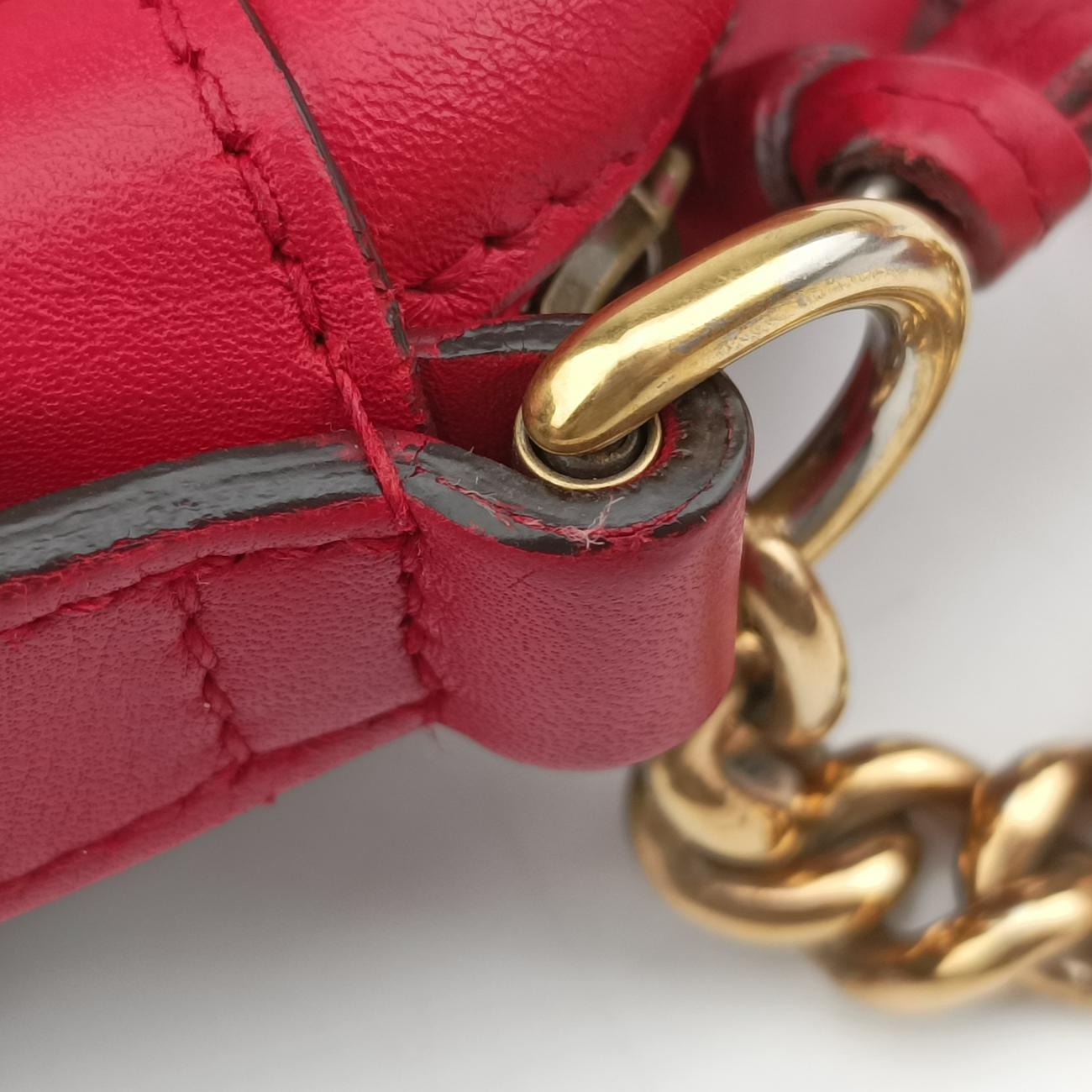 Pre-owned Gucci GG Marmont Red Leather 447632 shoulderbag | stylenewstar