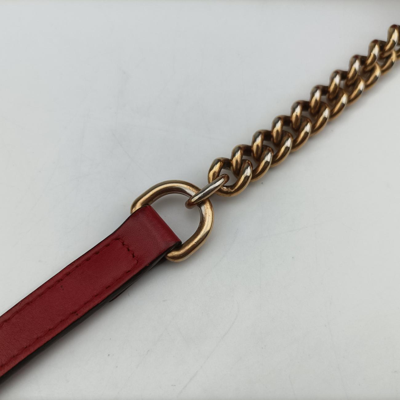 Pre-owned Gucci GG Marmont Red Leather 447632 shoulderbag | stylenewstar