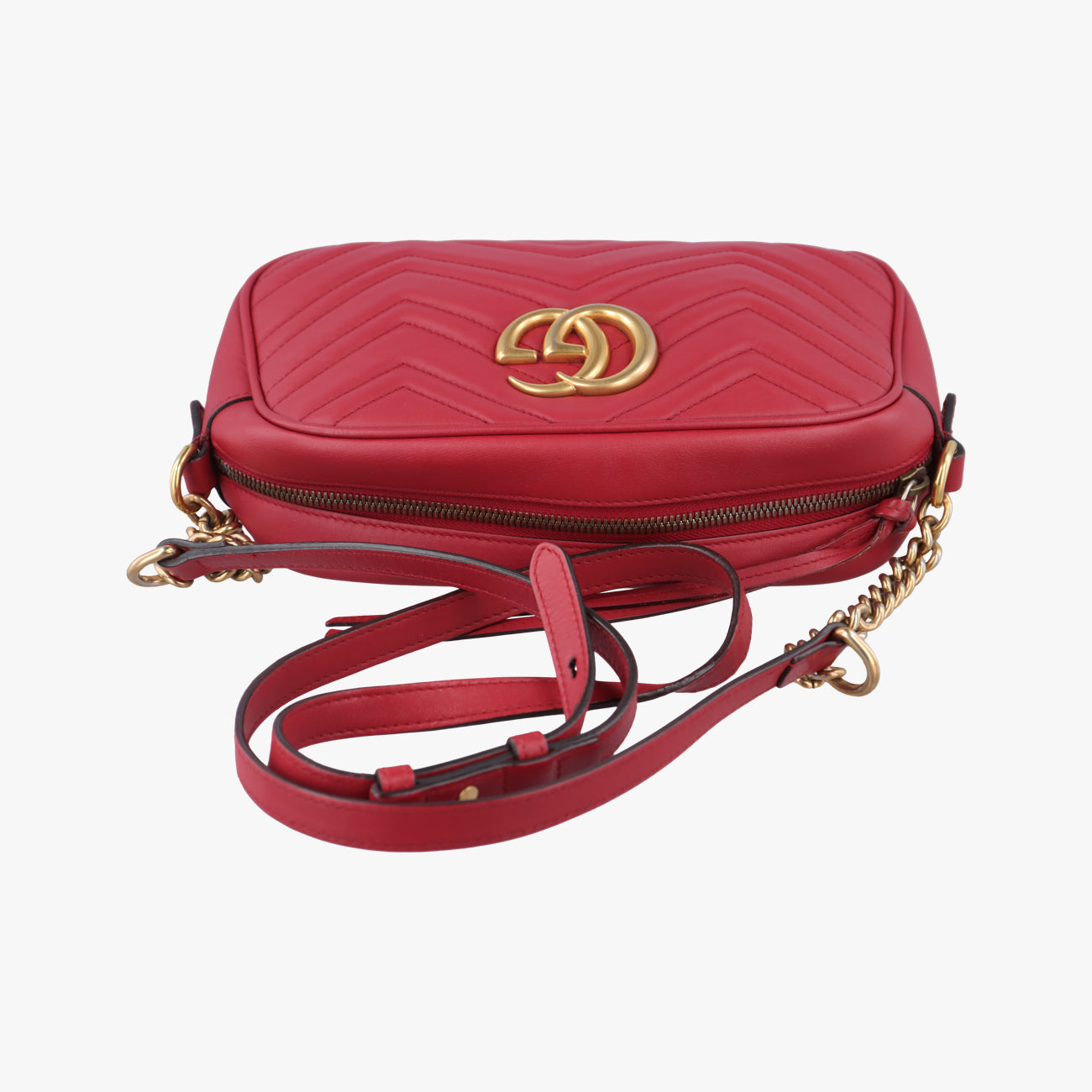 Pre-owned Gucci GG Marmont Red Leather 447632 shoulderbag | stylenewstar