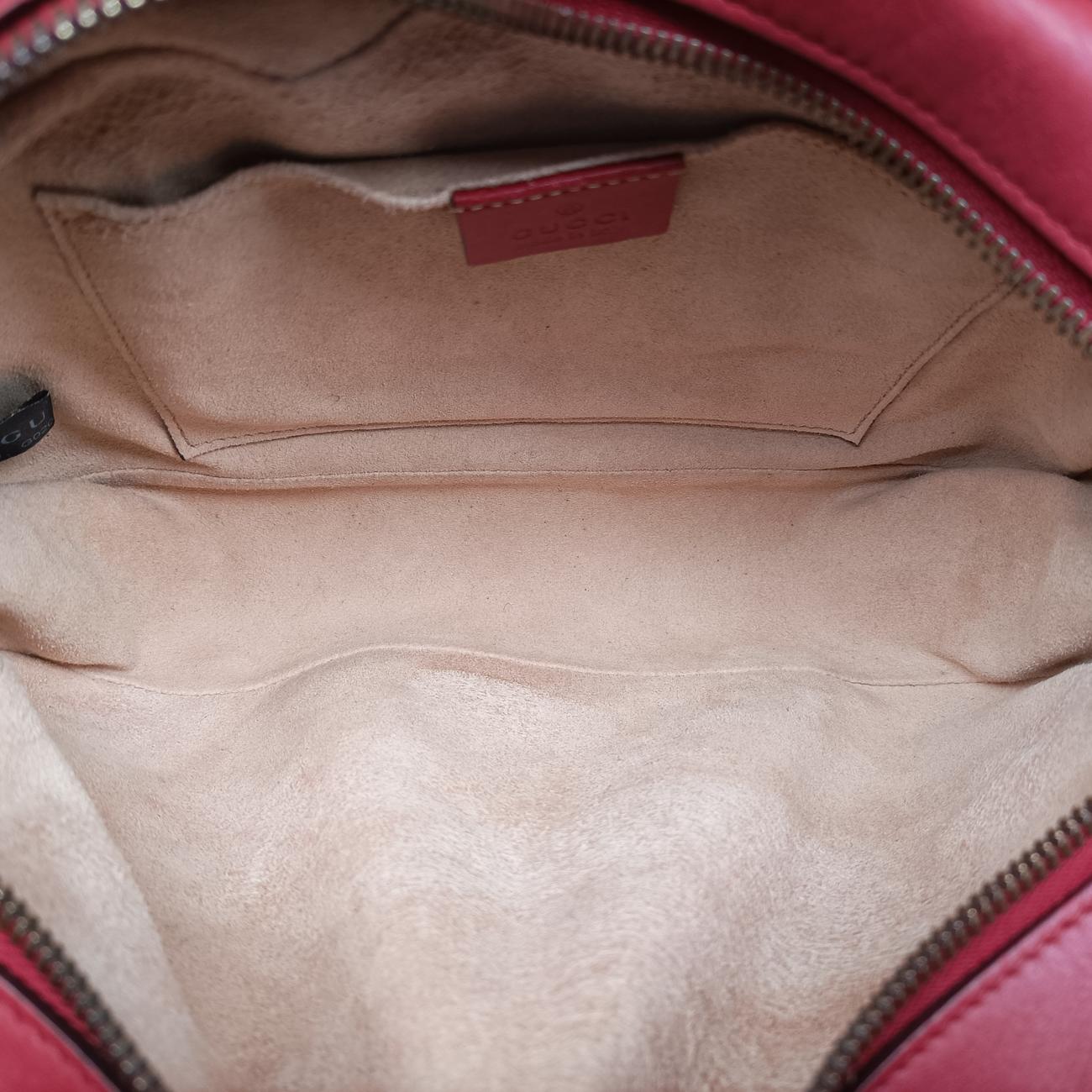 Pre-owned Gucci GG Marmont Red Leather 447632 shoulderbag | stylenewstar