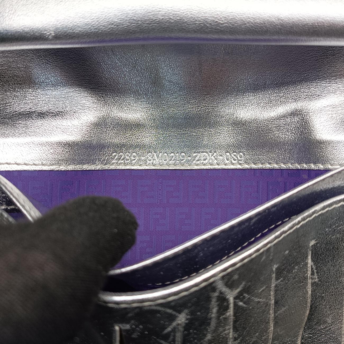 Pre-owned Fendi Embossed Logo Silver Canvas 8M0219 shoulderbag | stylenewstar