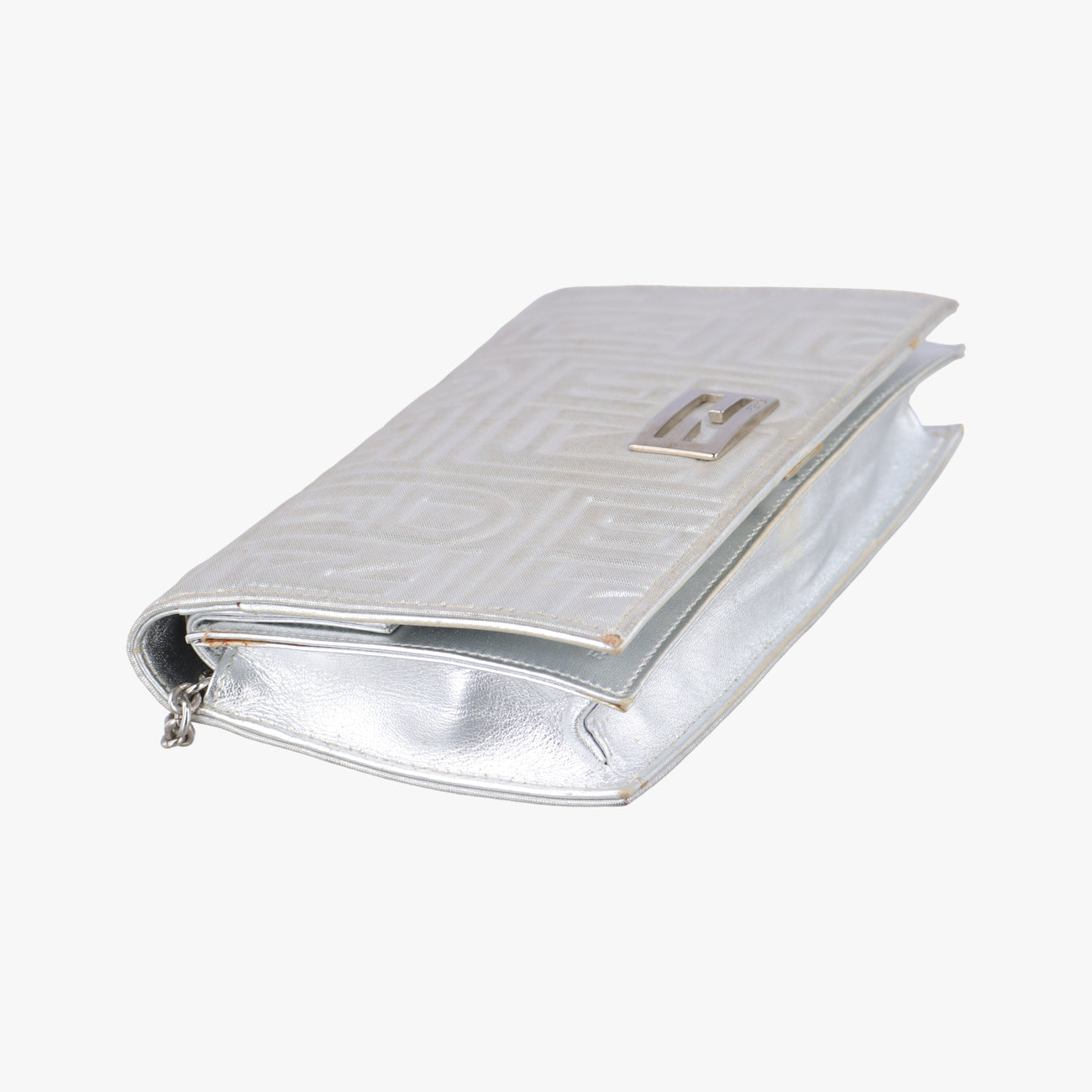 Pre-owned Fendi Embossed Logo Silver Canvas 8M0219 shoulderbag | stylenewstar