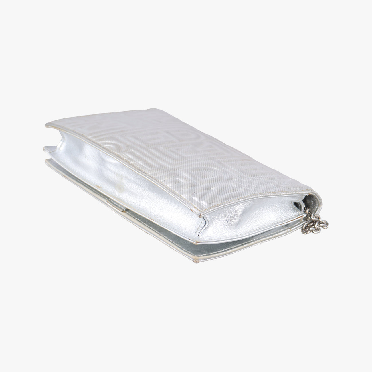 Pre-owned Fendi Embossed Logo Silver Canvas 8M0219 shoulderbag | stylenewstar