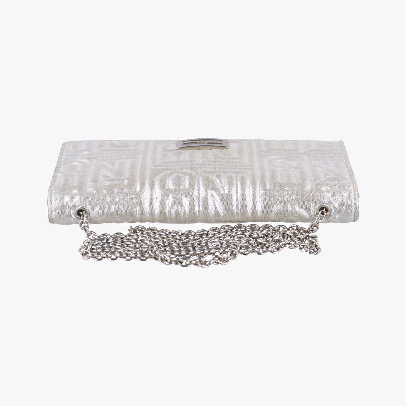 Pre-owned Fendi Embossed Logo Silver Canvas 8M0219 shoulderbag | stylenewstar