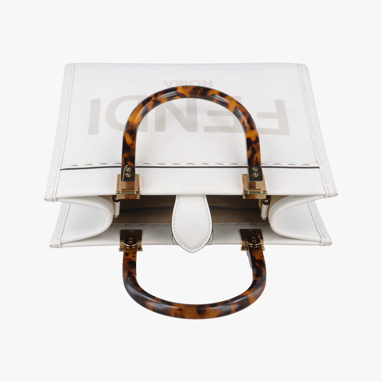 Pre-owned Fendi Sunshine White Leather 8BH394 handbag | stylenewstar