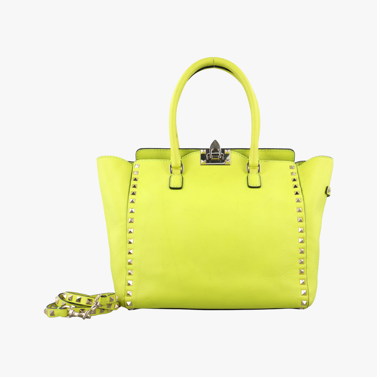 Pre-owned Valentino Rockstud Yellow Leather  shoulderbag | stylenewstar