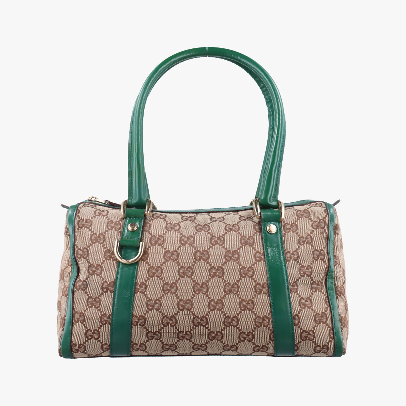 Secondhand Gucci Abbey Beige×Green Canvas×Patent 130942 handbag | stylenewstar