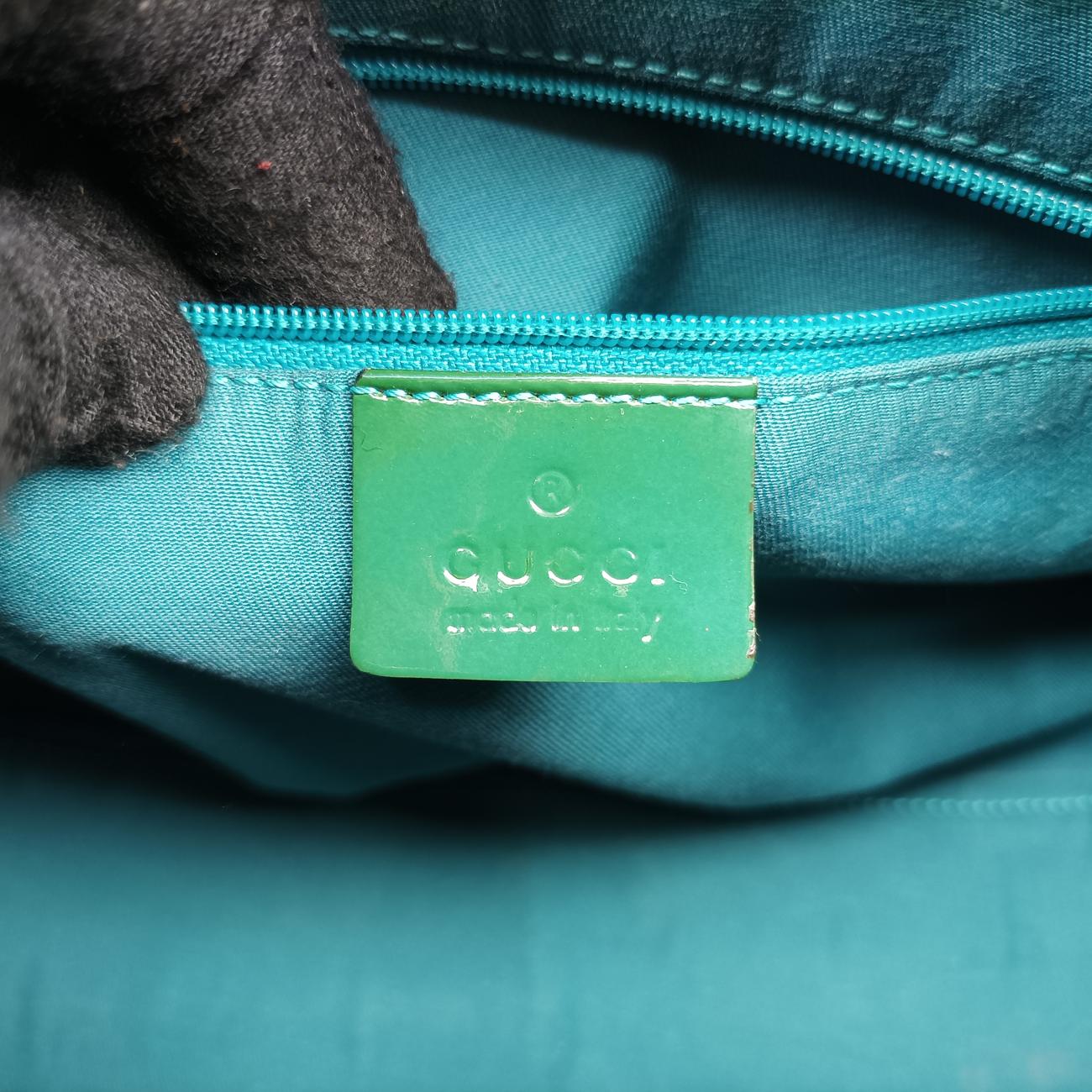 Secondhand Gucci Abbey Beige×Green Canvas×Patent 130942 handbag | stylenewstar